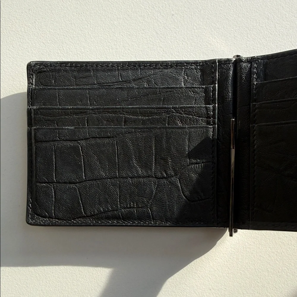 Yves Saint Laurent Croc-Embossed Black Money Clip